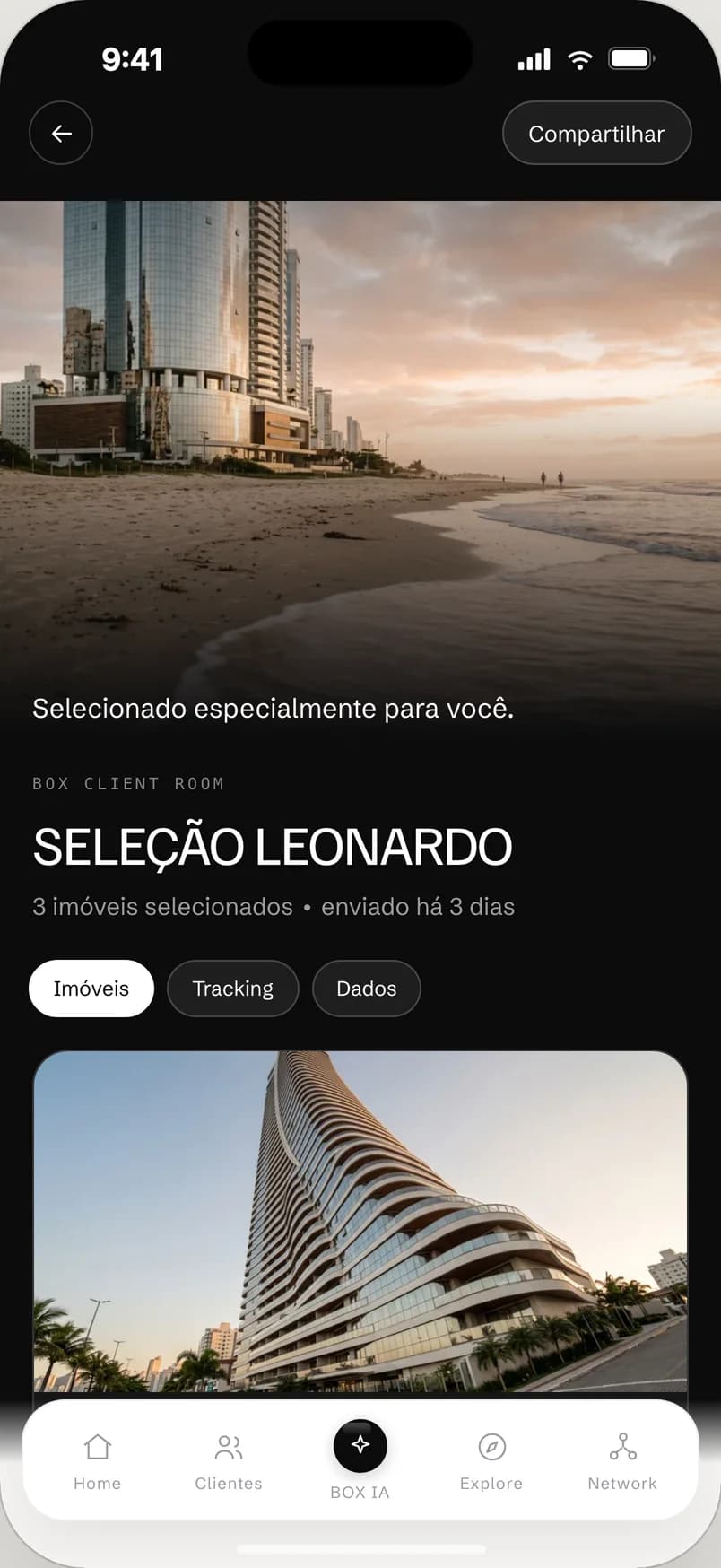 Client Room no app do corretor