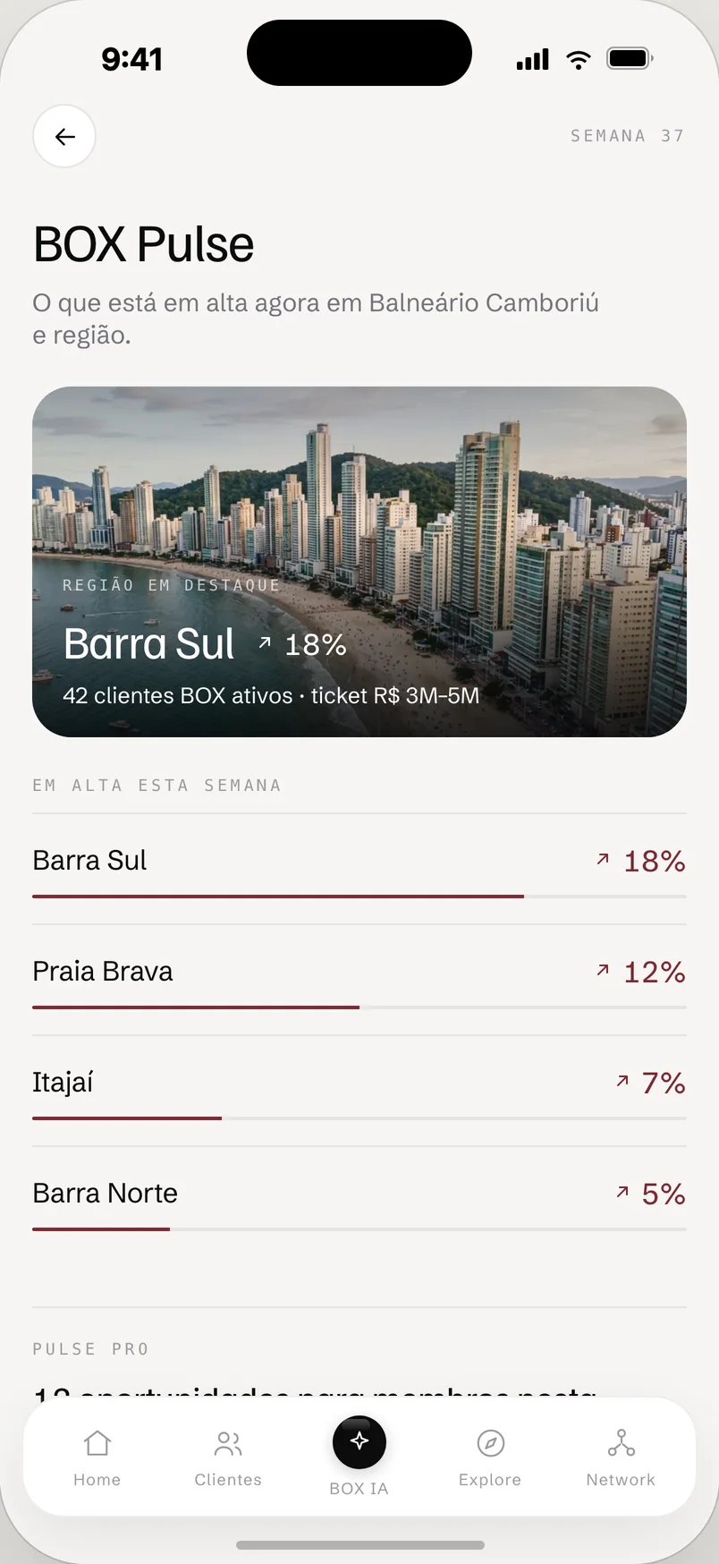 BOX Pulse no app: inteligência de mercado por região